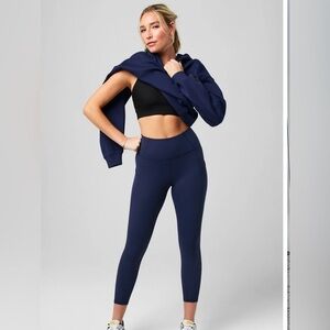 Fabletics Women’s X Small Oasis PureLuxe Deep Navy High-Waisted 7/8 Leggings XS